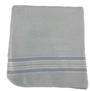 Vintage Hospital Baby RECEIVING BLANKET Blue w White Stripes‎ Flannel